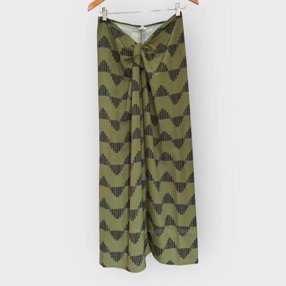 HIIH Hawaii’s Finest Green Wide Leg Pants XL Knotted Waist Beach Resortwear - Picture 2 of 7